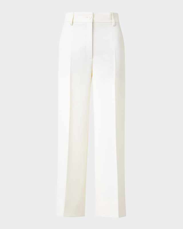 Chiara Wool Tricotine Wide-Leg Ankle Pants